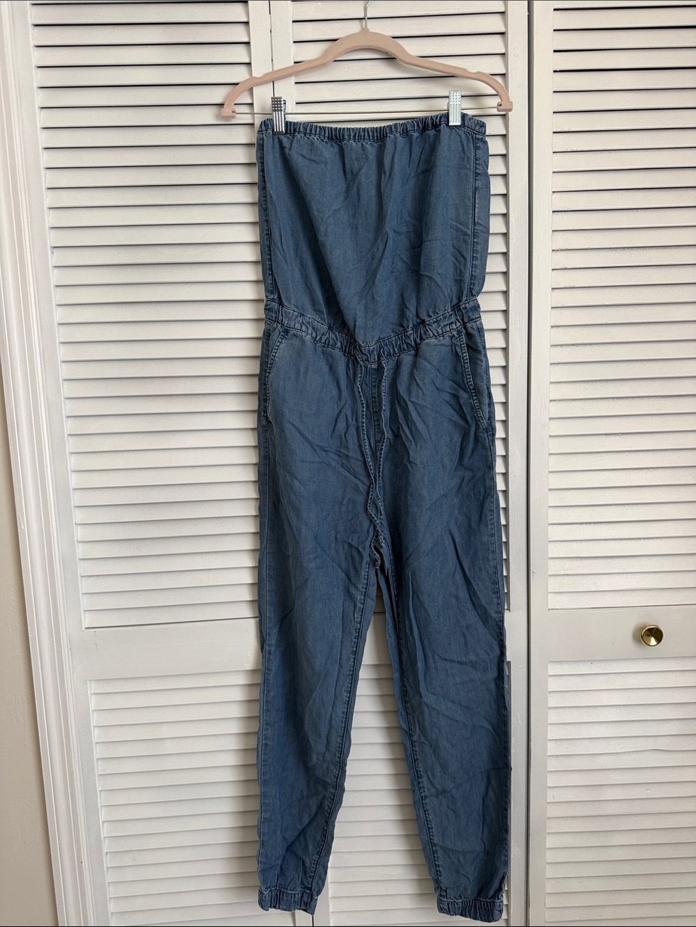 Denim Blue Strapless Jumpsuit